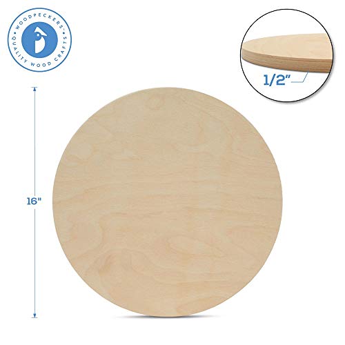 Wood Circles 16 inch 1/2 inch Thick, Unfinished Birch Plaques, Pack of 1 Wooden Circle for Crafts and Blank Sign Rounds, by Woodpeckers