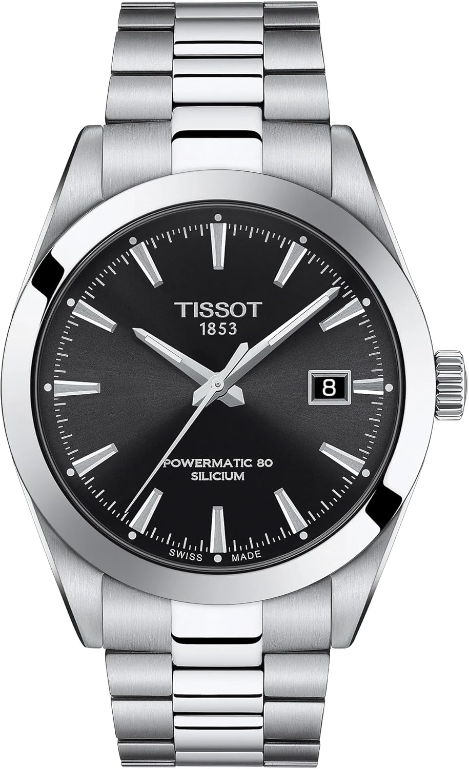 Tissot mens Gentleman Stainless Steel Dress Watch Grey T1274071105100