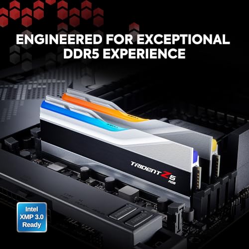 G.SKILL Trident Z5 RGB Series (Intel XMP 3.0) DDR5 RAM 32GB (2x16GB) 6600MT/s CL34-40-40-105 1.40V Desktop Computer Memory UDIMM - Matte Black (F5-6600J3440G16GA2-TZ5RK)