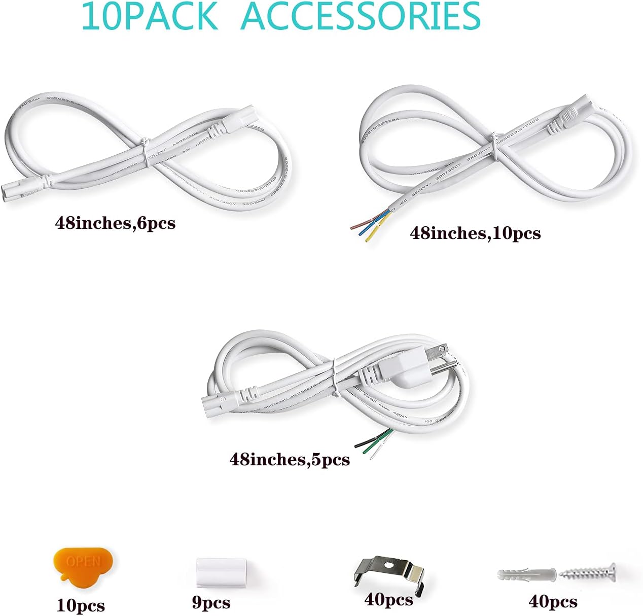 8FT LED Shop Light 8 Foot Led Lights 72w 8500LM 5000K LED Shop Light 8ft, 96'' T8 Integrated LED Tube, Linkable Led Bulbs for Garage, Warehouse, v Shape Clear Lens (10-Pack)