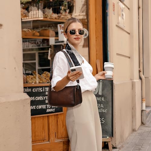 HESHE Crossbody Bag for Women Leather Hobo Purse Trendy Lightweight Boho Shoulder Bag with Two Straps Designer Cross Body Bag