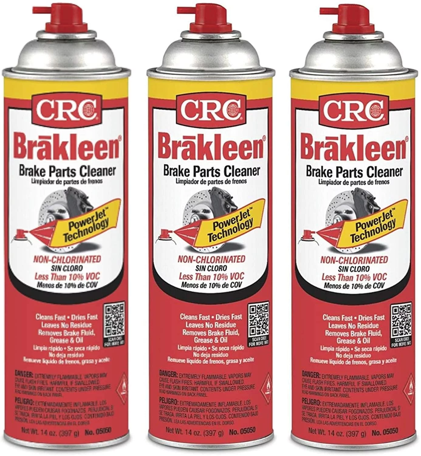 CRC Brakleen 05050 Brake Parts Cleaner - 50 State Formula PowerJet Technology (Pack of 3)