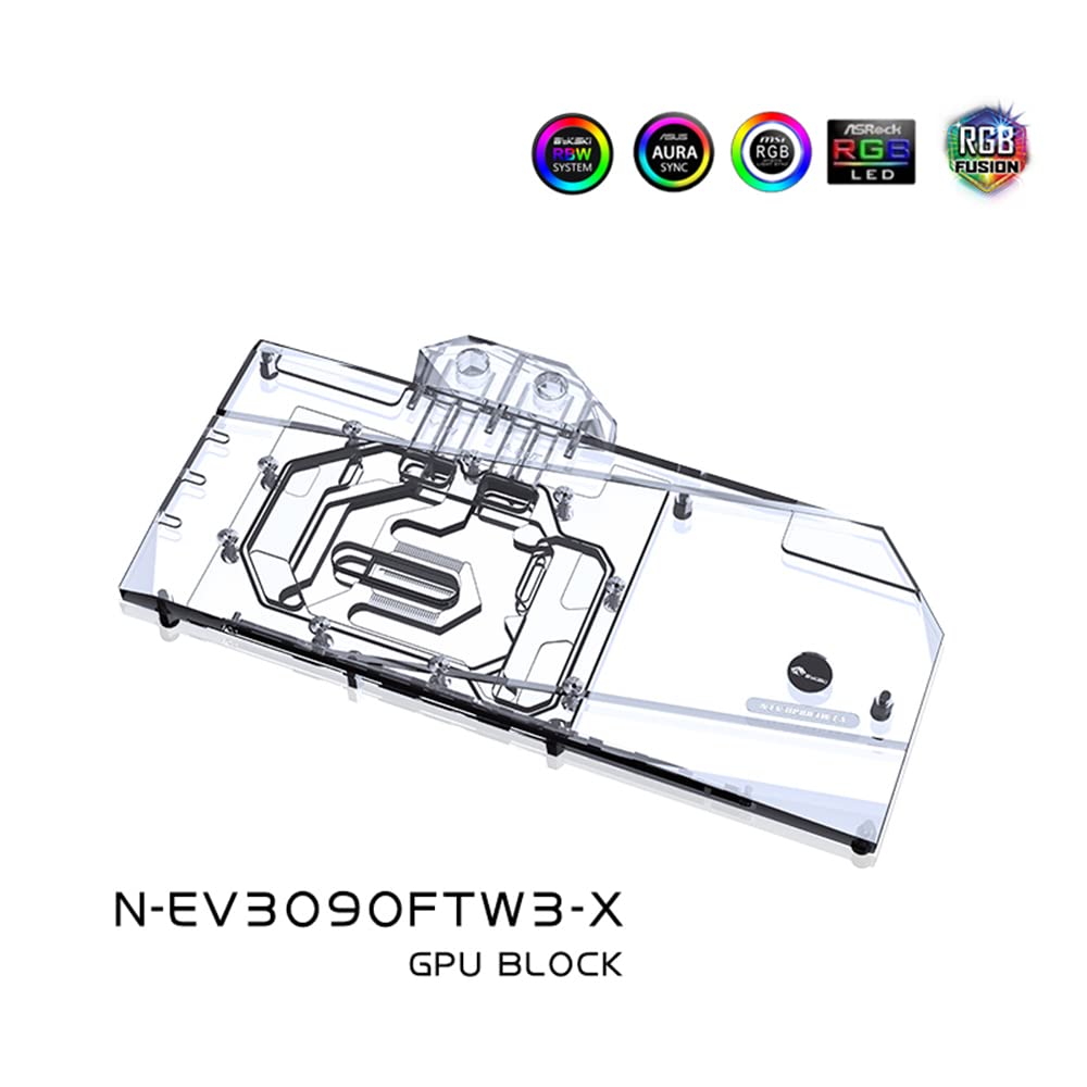 GPU Copper Water Cooling GPU Water Block Graphics Card Water Cooling Block for EVGA RTX3090 RTX 3080 FTW3 Ultra (12V 4PIN RGB LED Light)
