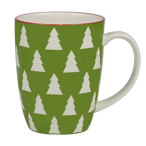 Holiday Fun Porcelain Mugs – Set of 6 Assorted 14 oz Cups with Festive Christmas Designs – Durable Porcelain Coffee or Cocoa Mugs for Holiday Parties, Gifting & Everyday Cheer