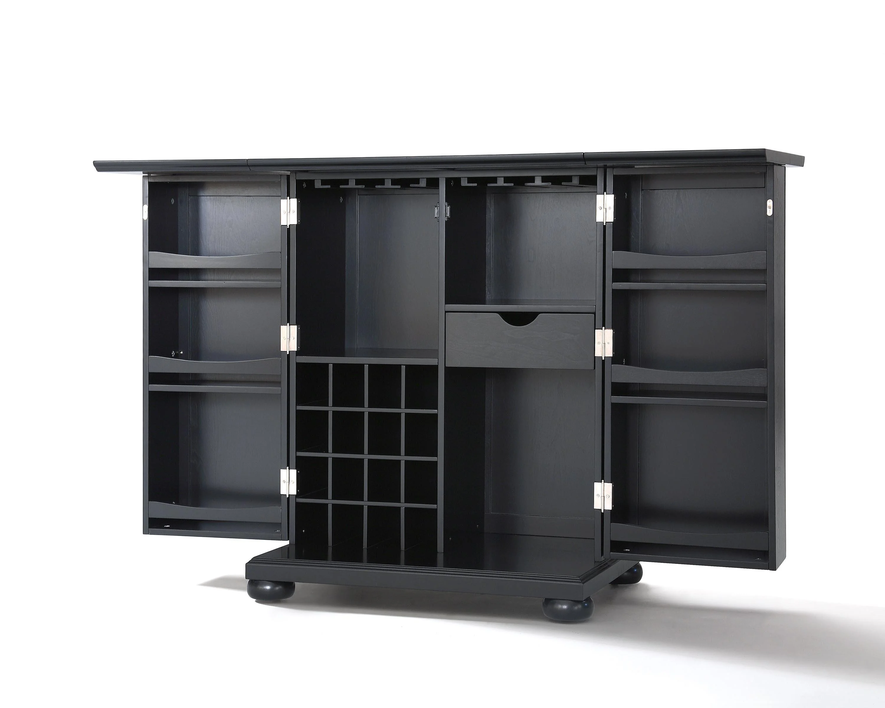 Crosley Furniture Alexandria Wood Expandable Bar Cabinet in Black
