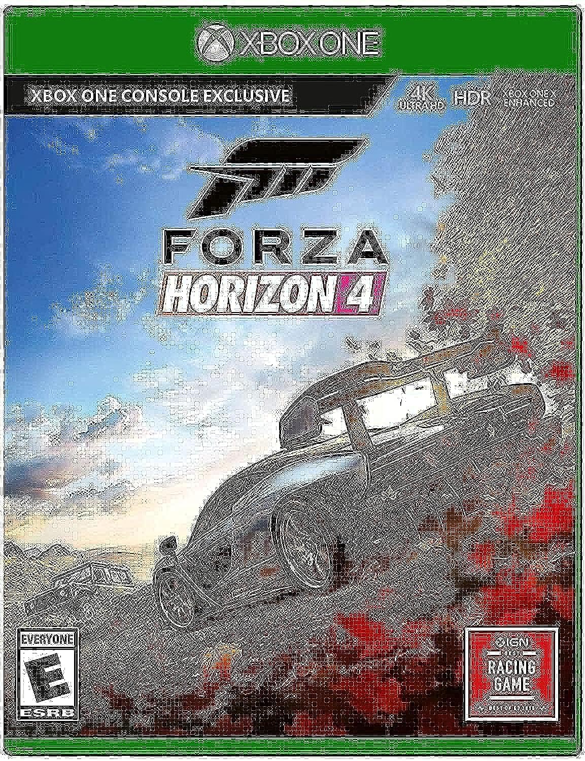 Forza Horizon 4 Xbox One - Xbox One supported - ESRB Rated E (Everyone) - Racing Game - Collect over 450 cars - Race. Stunt. Create. Explore - Xbox One X Enhanced