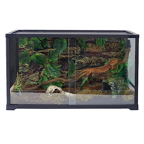 AIICIOO Reptile Glass Tank - 24 x 18 x 18 Inches Knock Down Full View Natural Terrarium for Chameleon Gecko Corn Snake Iguana & Lizard Aquarium