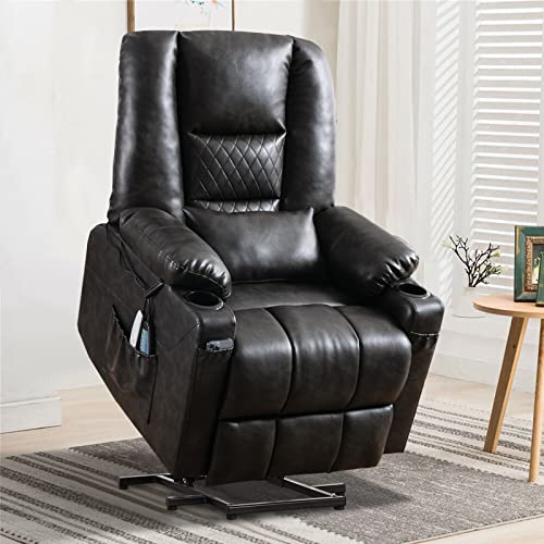 Power Lift Recliner Chair with Massage and Heat- Electric Recliners Chair for Elderly & Adult Ergonomic Single Lounge Sofa Home Theater Seating with 4 Pockets/USB…