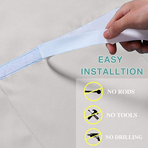 Turquoize French Door Curtain Privacy Blackout Door Curtains for Door Window Thermal Insulated Door Curtain Sidelight Curtains for Winter Patio Front Door Tie Up Shades W26 x L68-2 Panel, Cream