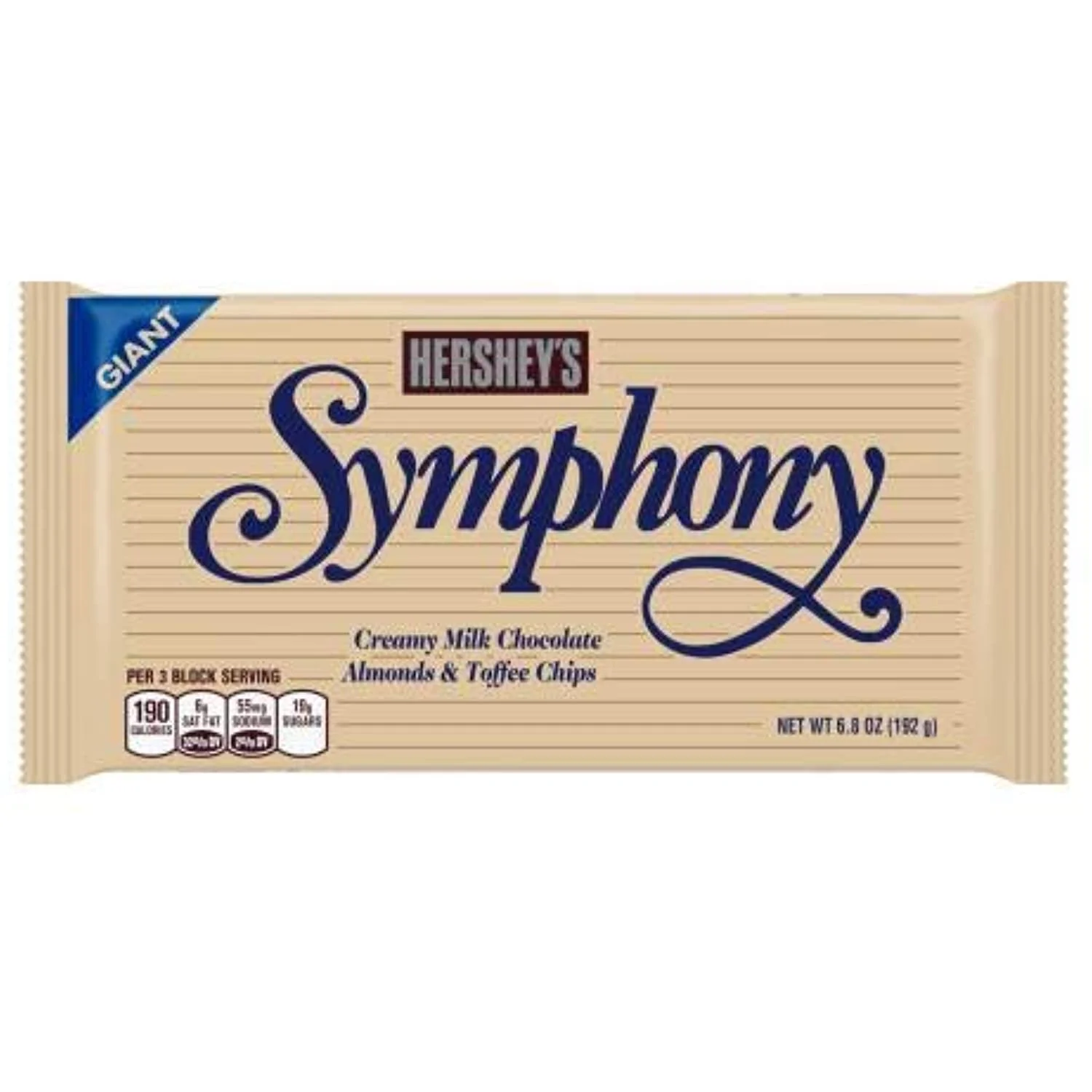 Hershey's Symphony Creamy Milk Chocolate Almonds & Toffee Chips, 6.8-Ounce Bars (Pack of 6)