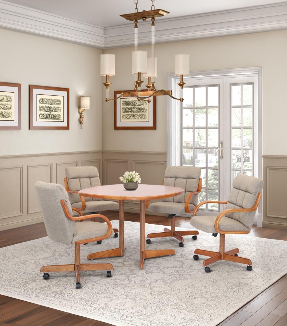Caster Chair Company 5-Piece 42x42 Caster Dining Set Laminate Table Top & Toast Caster Chairs