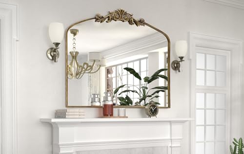 Black Mirrors for Wall, Gothic Mirror 19x30 Inch Antique Arch Mirror Goth Wall Decorative Mirror Dark Academia Room Decor Vanity Mirror for Bathroom Bedroom, Metal Frame, Standing or Hanging