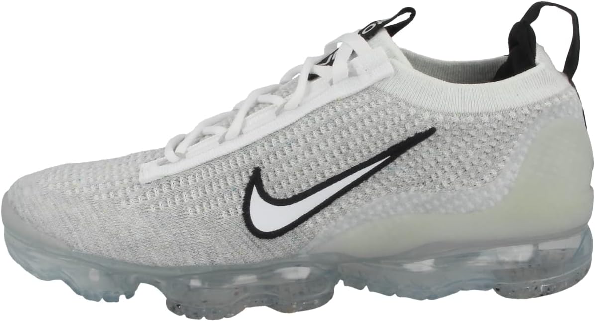 Nike Mens Air Vapormax 2021 FK White/White/Black/Metallic Silver 10 D - Medium