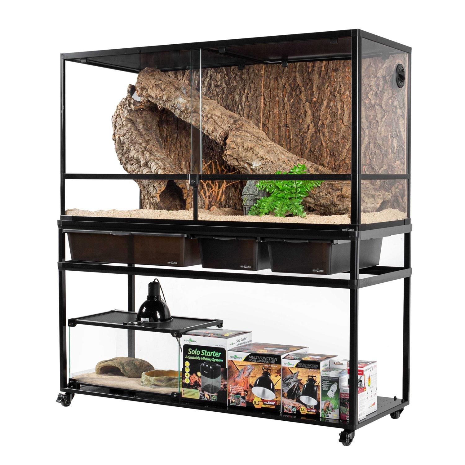 REPTIZOO 48 inch Terrarium Cabinet with Breeding Boxes - Pet Supplies online store