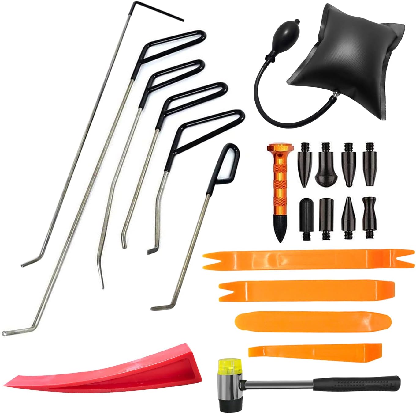 MENQANG Paintless Dent Repair Kit, Hail Repair Kit Paintless Dent Removal Puller Sets Car Door Dings Repair Hand Tools (18 Pieces) Pack of 2
