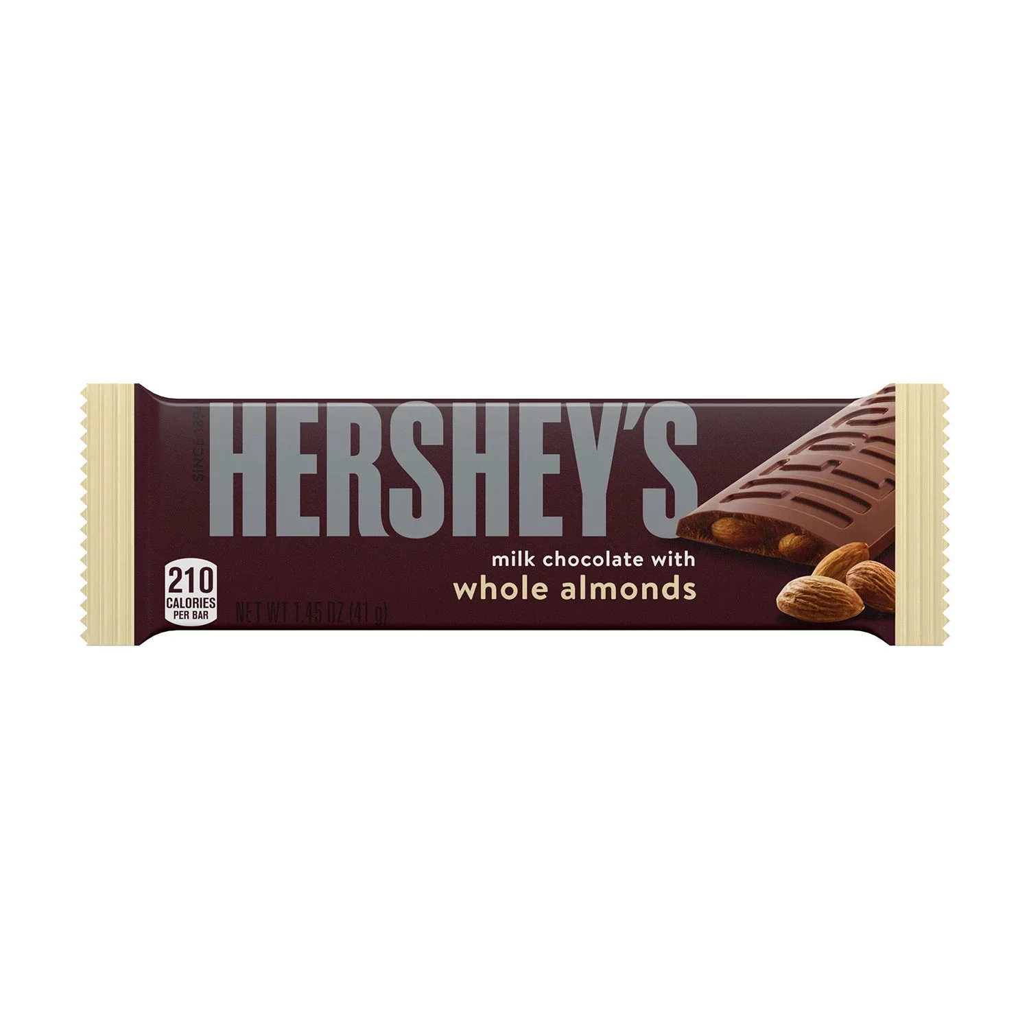 HERSHEY'S Milk Chocolate with Almonds Candy, 1.45oz, Case of 36