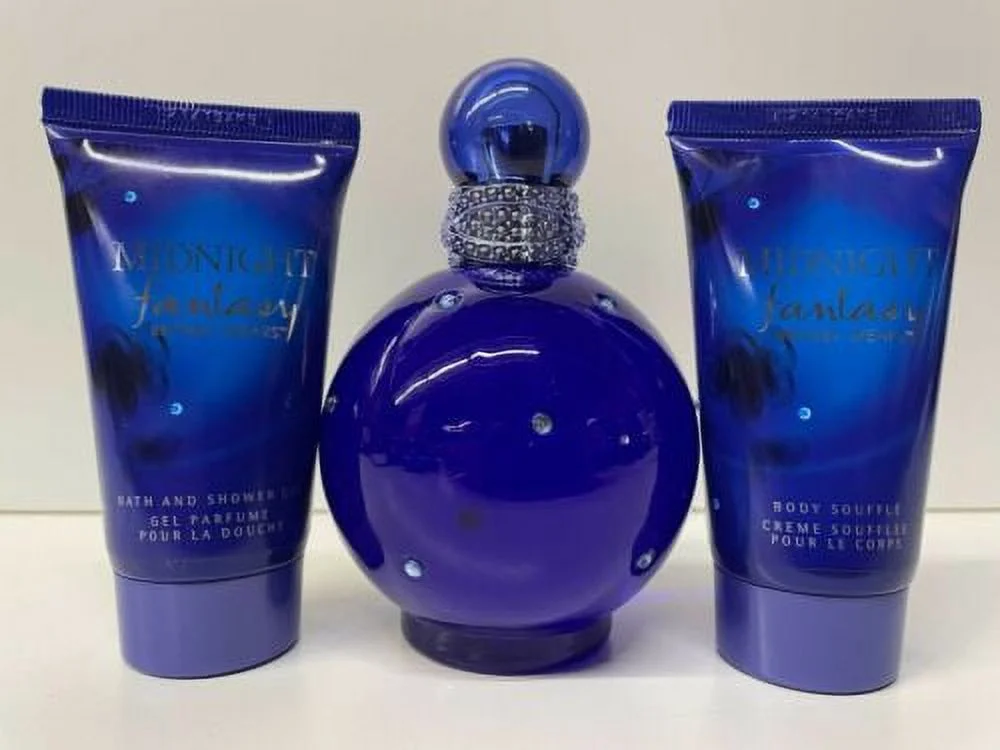 Britney Spears  Fantasy Midnight Eau De Parfum Spray & Body Shower Gel Set for Women - 3 Piece