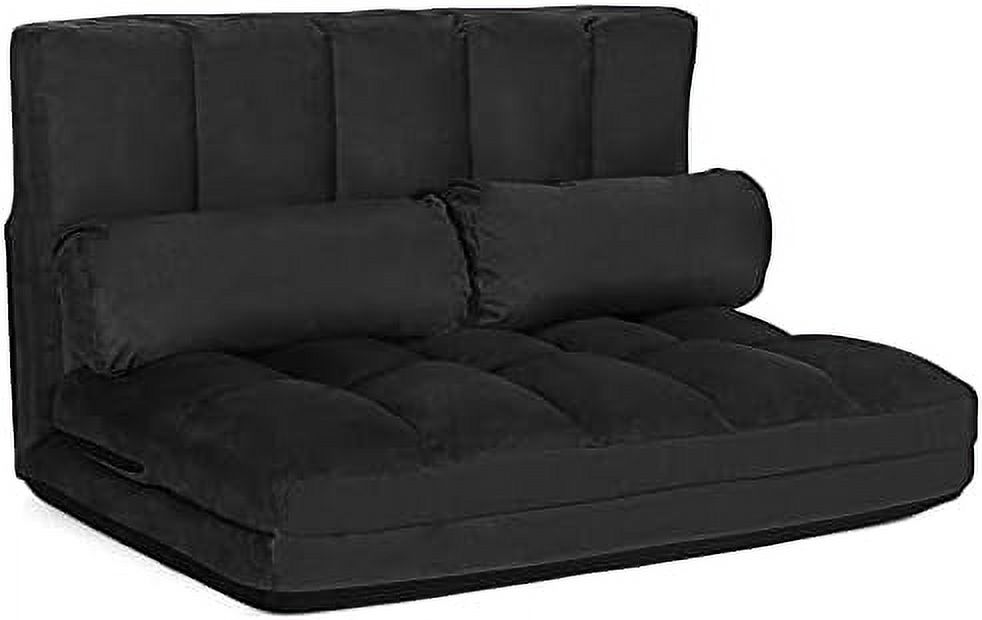 RUNFAYBIU Foldable Floor Sofa  6-Position Adjustable Lounge Couch with 2 Pillows & Suede Cloth Cover  Modern Lounge Mattress Video Gaming Lazy Couch  Floor Seating Sofa  71" x 44.