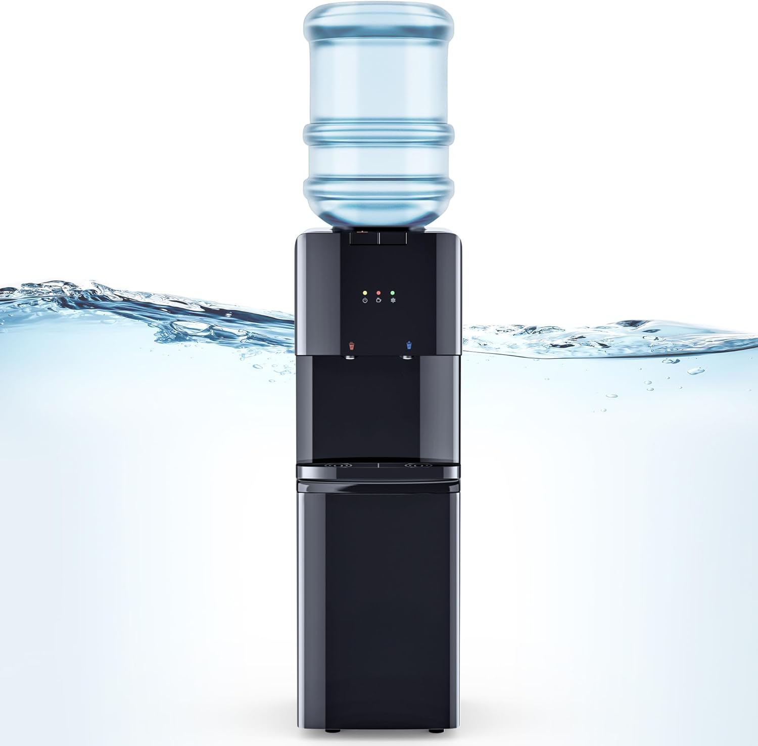 Hot & Cold Top Loading Water Dispenser, 3 5 Gallons Water Coolers with Removable Drip Tray & Storage Cabinet, 3 Temperatures, Home, Child Safety Lock, Office, Living Room.