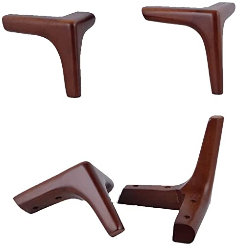 Furniture Table Legs , Set of 4 Solid Wood Furniture Legs,Triangle Sofa Feet,Finished Oak Cabinet Feet,Suitable for Cupboard,Couch,TV Stand,Chair,Dresser,Ottoman,Stool,Modern Style,Walnut,with Screws