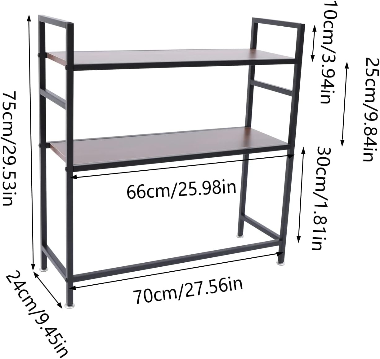 Computer Desktop Bookcase, 2-Tier Desk Hutch, Multipurpose Countertop Storage Hutch, Adjustable Wood Rack Organizer for Home Dorm Office Supplies