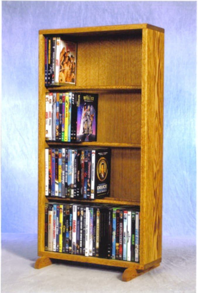 Solid Oak 4 Row Dowel CD/DVD Cabinet Tower Clear