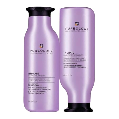 Pureology Hydrate Moisturizing Shampoo & Conditioner Set - For Medium to Thick Dry and Color Treated Hair, Softens and Deeply Hydrates, Sulfate-Free