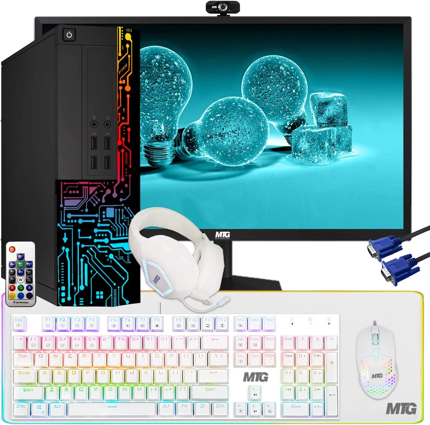 Restored Computer Desktop PC, Core i5, TechMagnet Siwa 8, 8GB RAM, 500 GB HDD, 27 Inch 165Hz Gaming Monitor, Gaming Kit with Webcam, WiFi, Win 11 Home (Renewed)