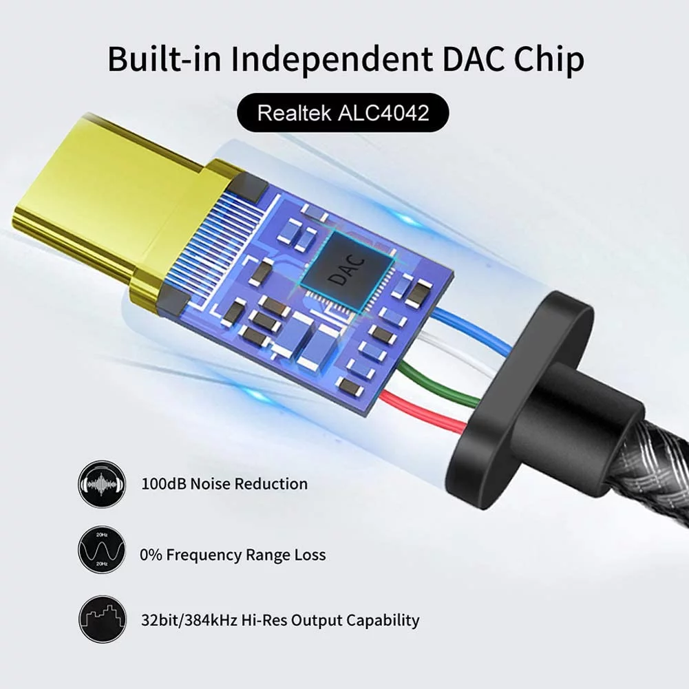 USB C to 3.5mm Headphone Adapter - USB Type C to AUX Audio Jack Hi-Res DAC Dongle Cable Cord Compatible with Pixel 5 4