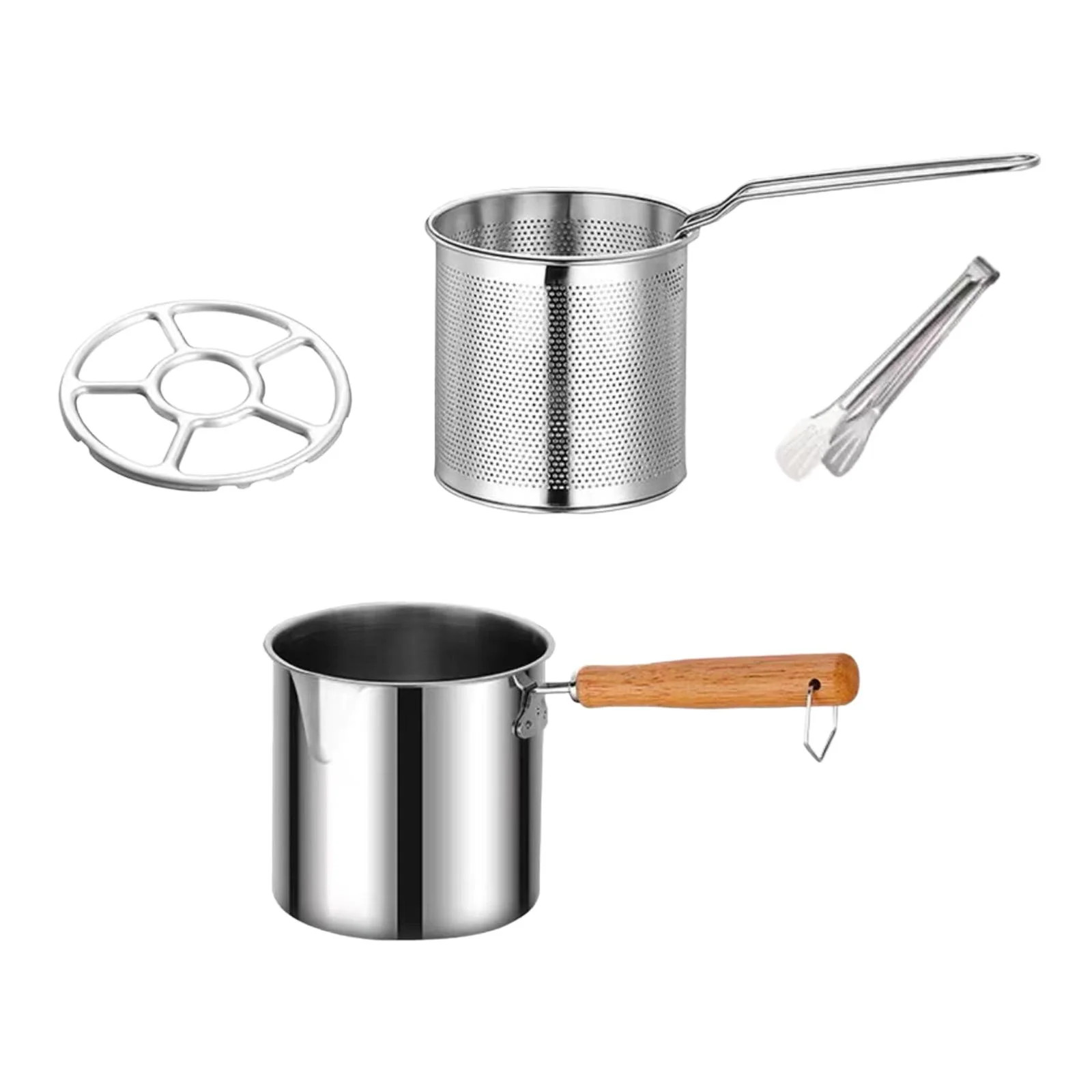 kowaku Deep Frying Pot with Strainer Basket with Handle French Fries Cooker Pan Deep Fryer Cooking Pot Kitchen Noodles Pot for Party B