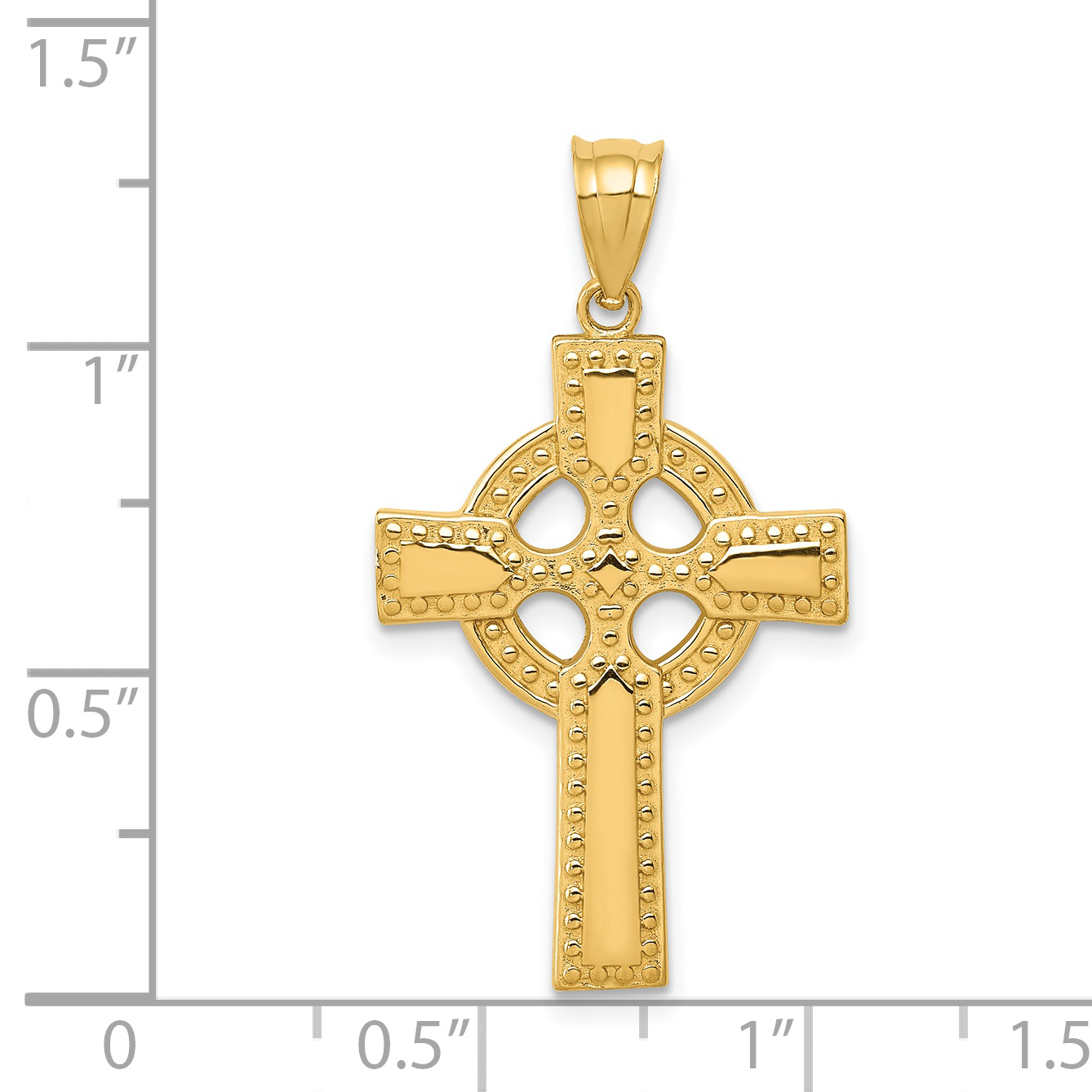 Primal Gold 14 Karat Yellow Gold Celtic Cross Pendant with 18-inch Cable Rope Chain
