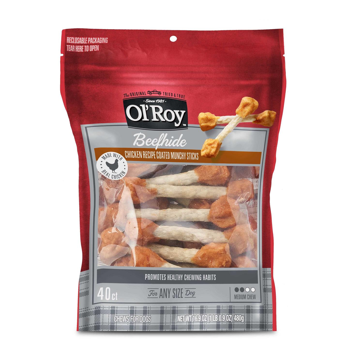 Ol' Roy Beefhide Coated Munchy Sticks Chicken Recipe Dry Training Treats for Dog - Pet Supplies online store