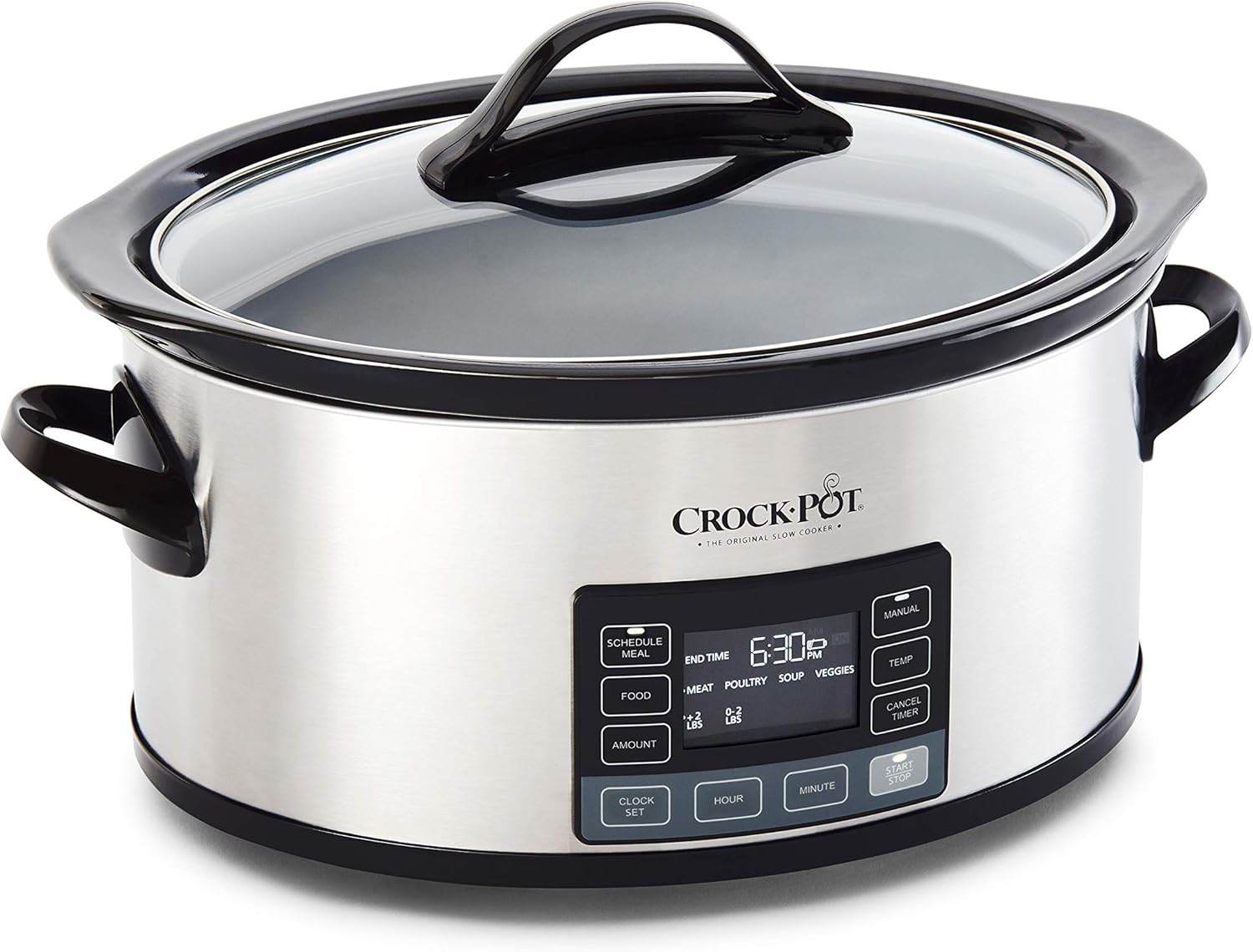 Crock-Pot MyTime Technology 6 Quart Programmable Slow Cooker and Food Warmer with Digital Timer, Stainless Steel (2137020)