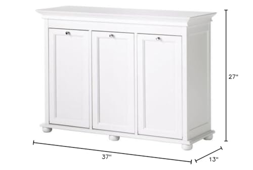 Hampton Bay 37 Inch White Triple Tilt Out Bathroom Hamper, 27