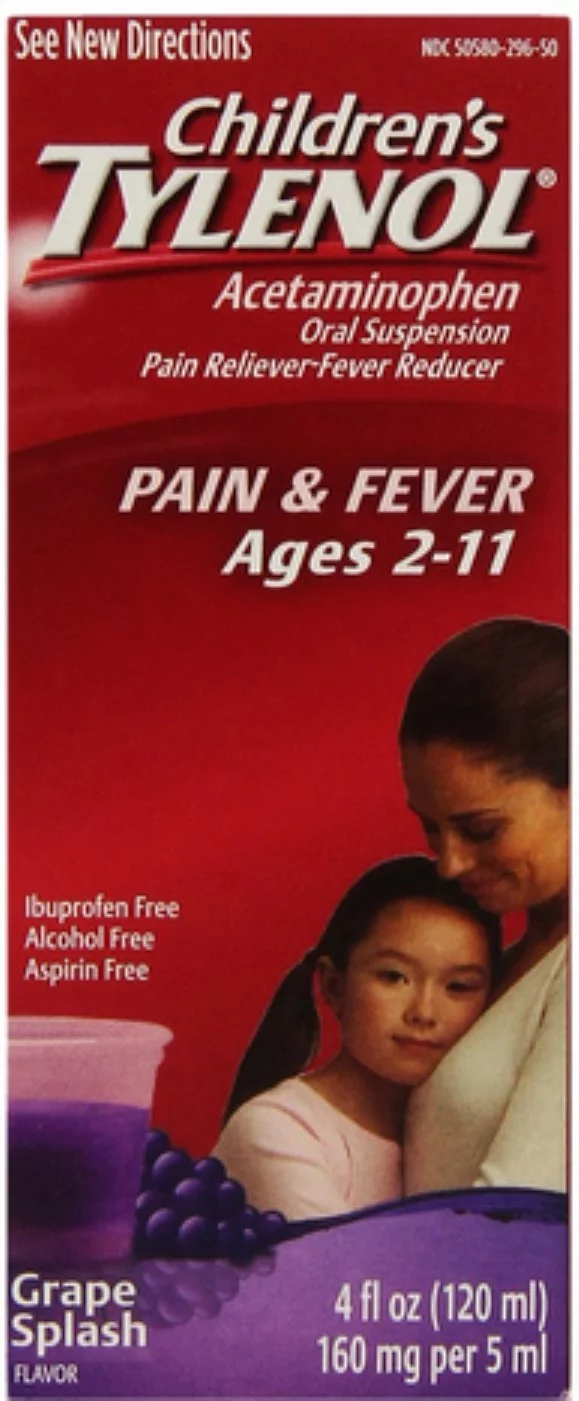 TYLENOL Children's Oral Suspension Grape Splash Flavor 4 oz (Pack of 4)
