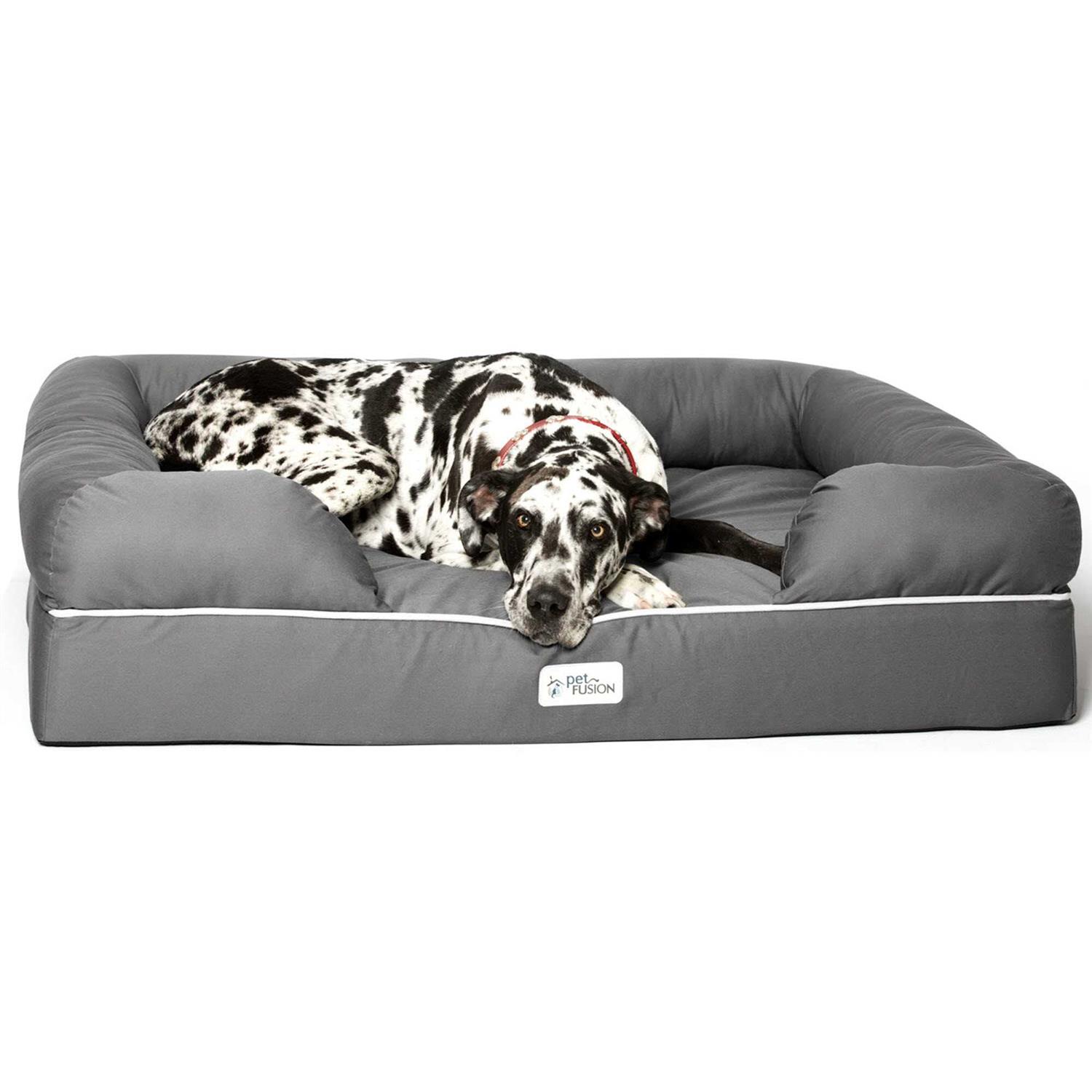 PetFusion Ultimate Lounge Memory Foam Bolster Cat & Dog Bed with Removable Cover, Brown, Jumbo - Pet Supplies online store