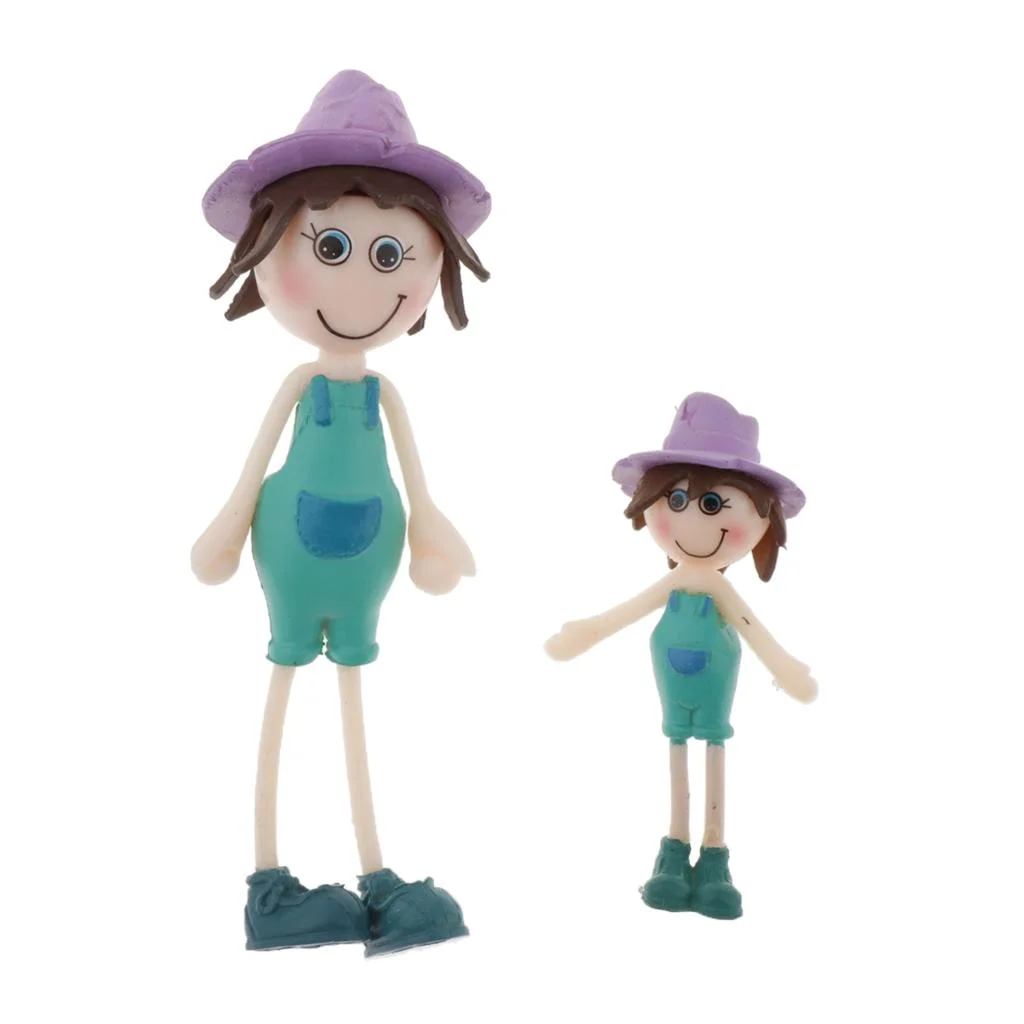 2Pcs Dollhouse Dolls Figures, Family Role Play Mini People Figures - 1/12 Dollhouse Accessories Green