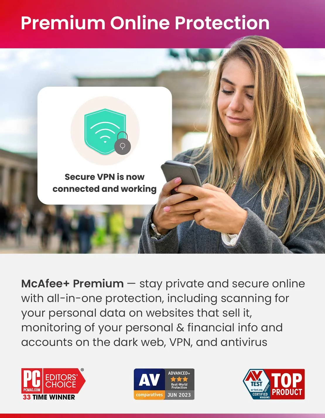 McAfee®+ Premium Individual Antivirus and Internet Security Software for Unlimited Devices (Windows®/Mac®/Android/iOS/ChromeOS), 1-Year Subscription, [Digital Download]