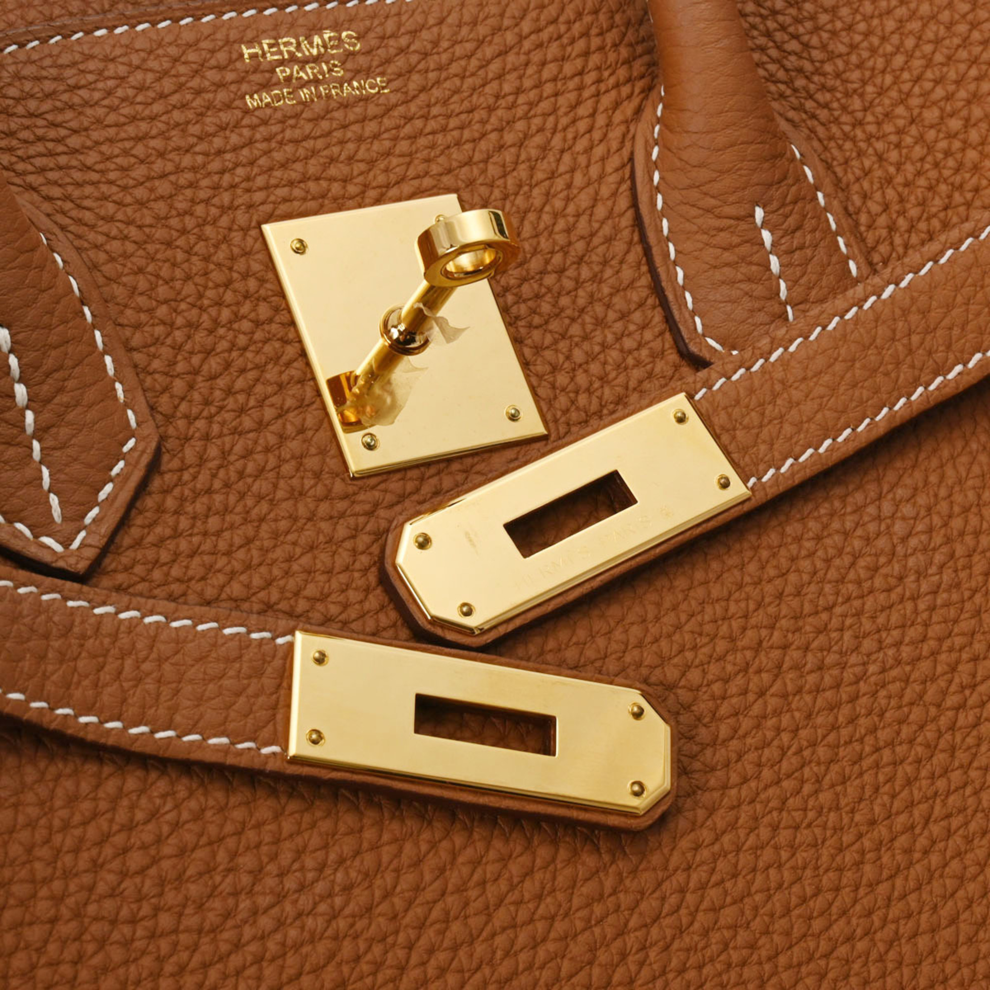 Pre-Owned HERMES Birkin 35 Gold - D stamp (circa 2019) Unisex Togo Handbag (Good)