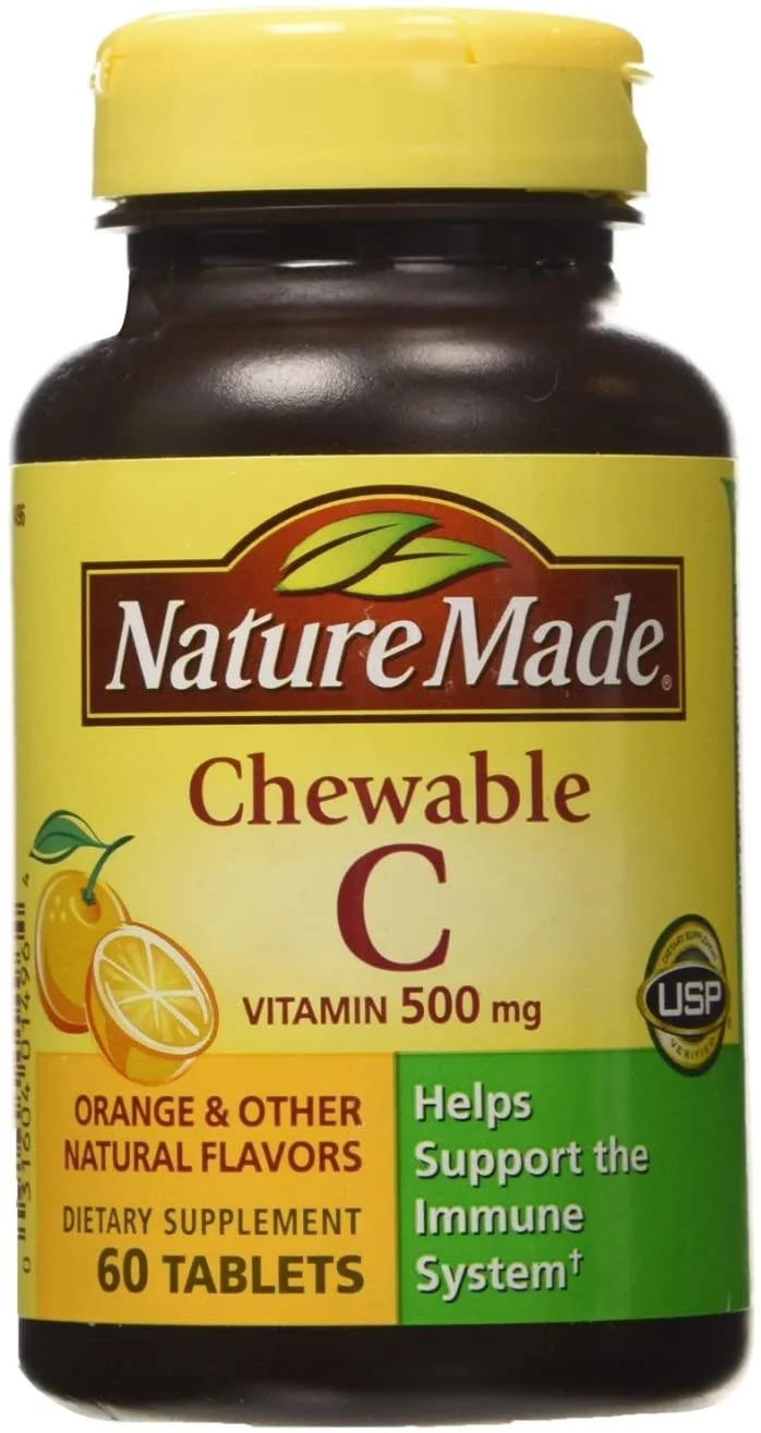 Nature Made Vitamin C 500 mg Chewable Tablets, Orange 60 ea (Pack of 4)