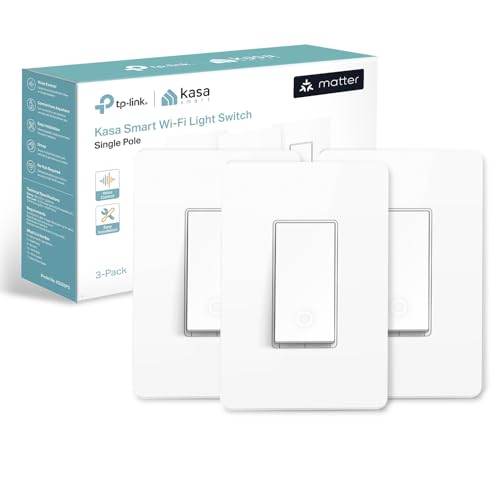 Kasa Smart Light Switch HS200P3, Single Pole, Needs Neutral Wire, 2.4GHz Wi-Fi Light Switch Works with Alexa and Google Home, UL Certified, No Hub Required, 3-Pack , White