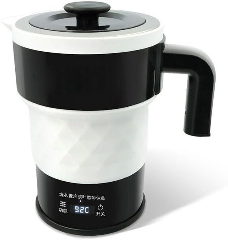 Travel Foldable Electric Kettle Portable Silicone Collapsible Kettle with LED Digital Display Food Grade Silicone BPA Free Boil Dry Protection for Fast Heating Hot Water, Coffee and Tea 0.6L