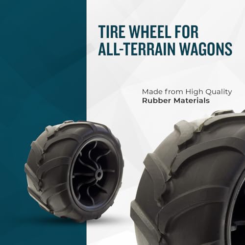 Creative Outdoor Single Replacement Solid Tire Wheel Heavy Duty for All-Terrain Wagons, Utility, Garden Cart, Black, Lime Green