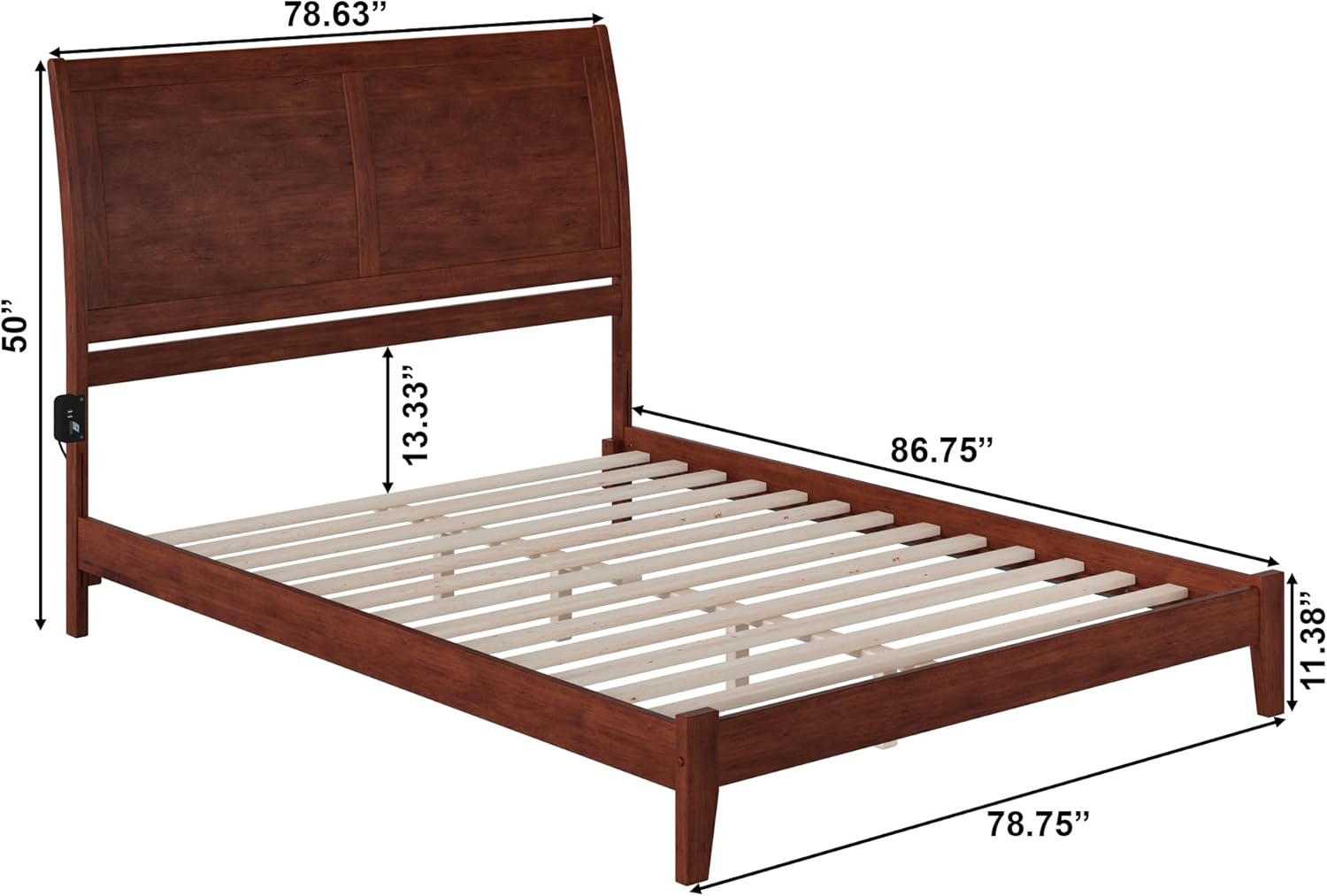 AFI, Portland, Low Profile Wood Platform Bed, King, Walnut