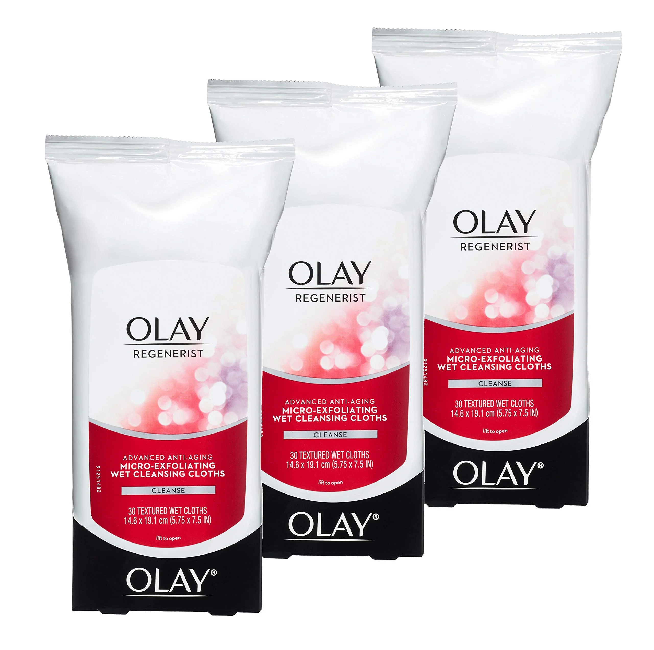 Olay Regenerist Micro-Exfoliating Wet Cleansing Cloths, 30 Count (Pack Of 3)