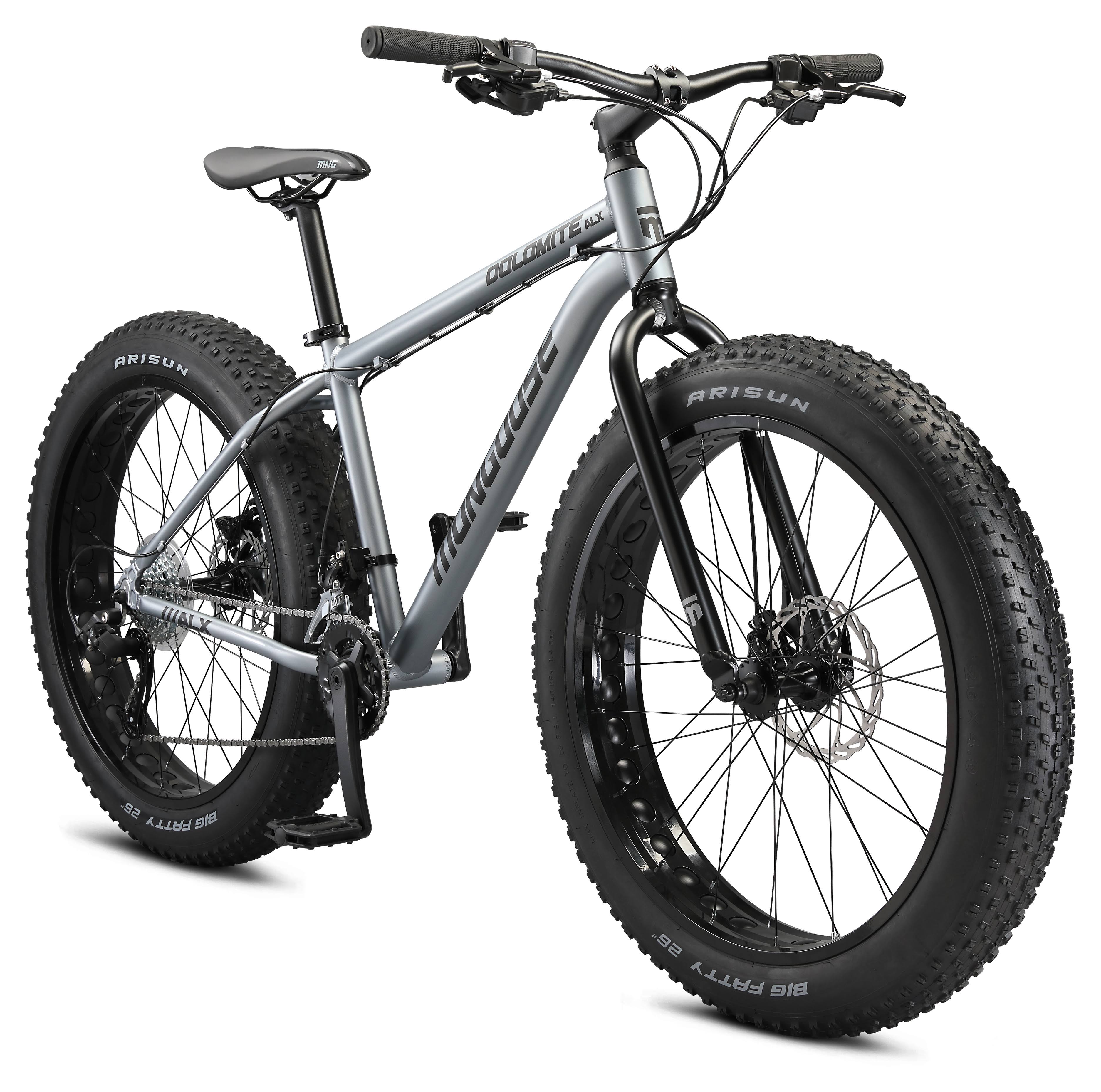 Mongoose Dolomite ALX Fat Tire Mountain Bike, 16 Speeds, Small Frame, Grey, Size: Small 17 inch Frame