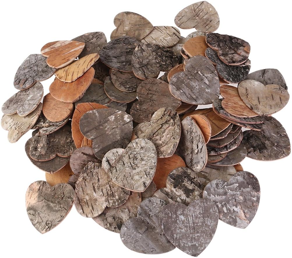 Toyvian 80pcs Wood Heart Cutouts Rustic Wooden Heart Shapes Log Slices for Wedding Table Confetti Scatter Decoration