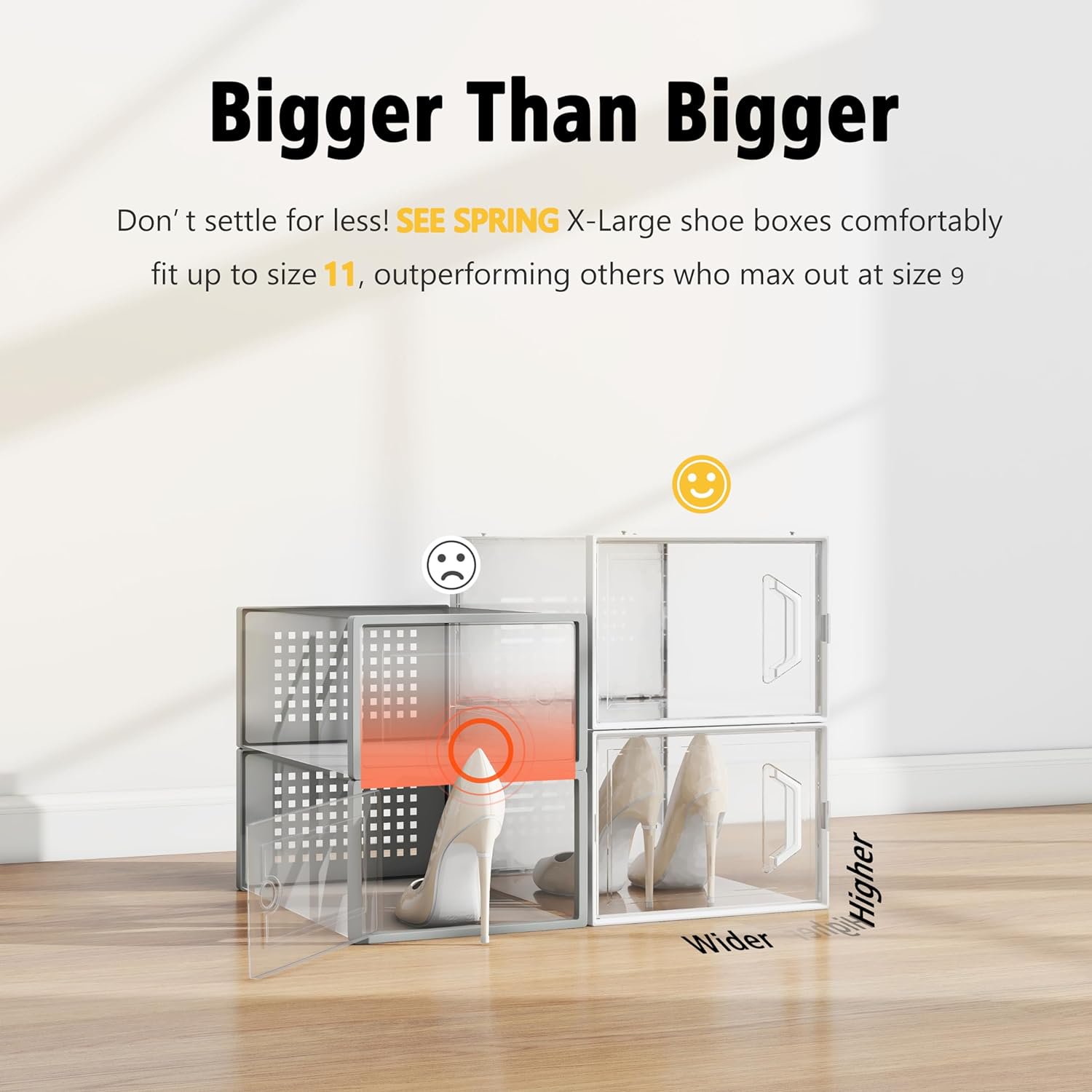 X-Large  Shoe Storage Box 12 Pack for Closet, Entryway, Under Bed - Stackable & Breathable