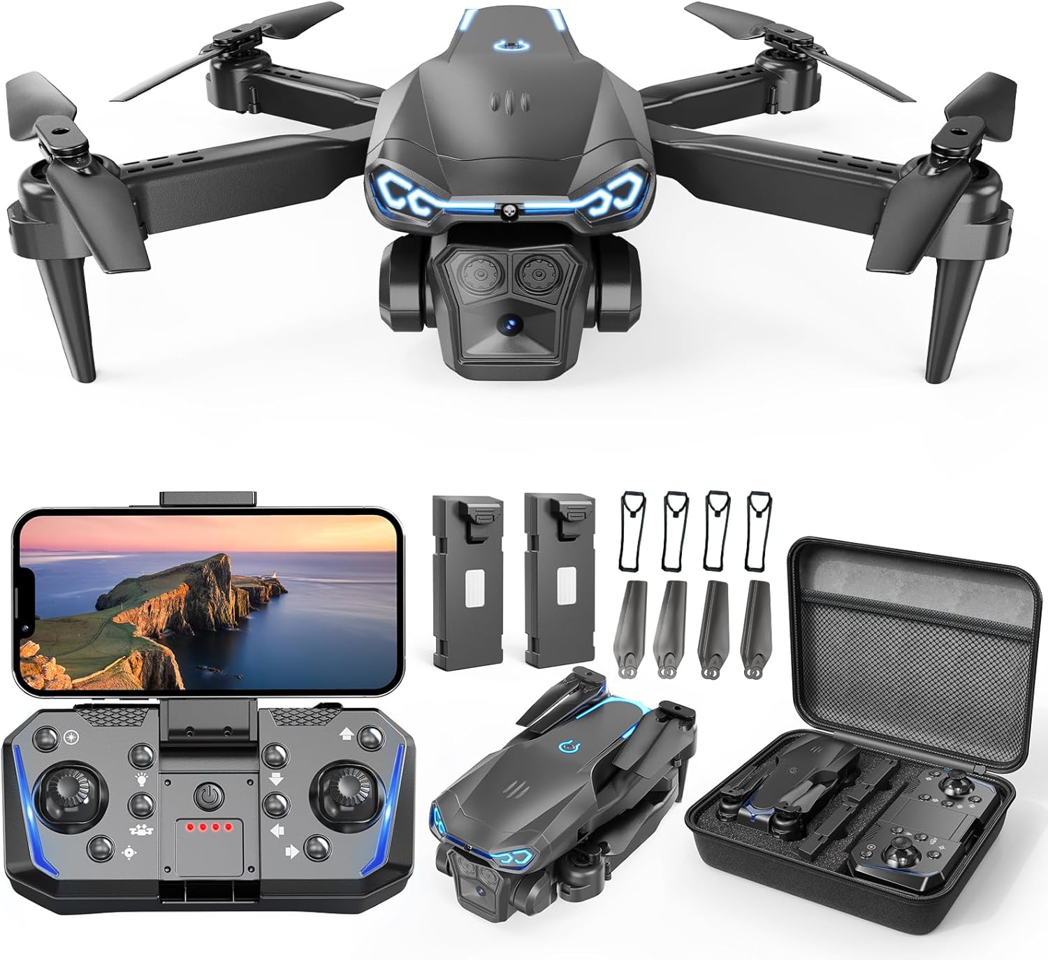 Drone with Camera for Kids & Adults, 1080P HD FPV Mini Drones with Altitude Hold, One-Key Take Off/Landing, 3D Flips, Speed Adjustment, Headless Mode, Toys Gifts for Boys Girls, Beginner