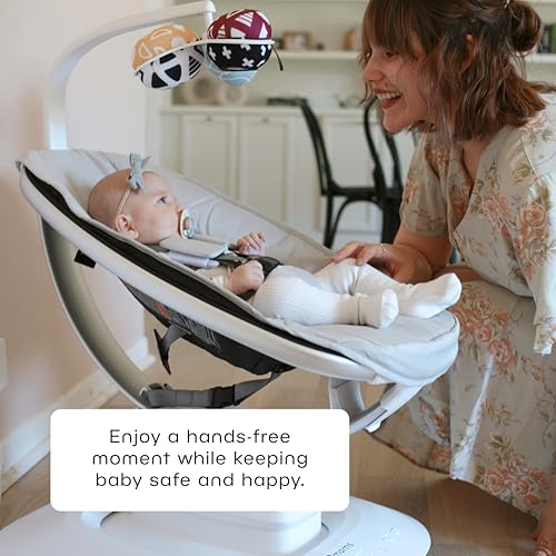 4moms MamaRoo Multi-Motion Baby Swing in Classic Grey with Plush Infant Insert, Dark Grey